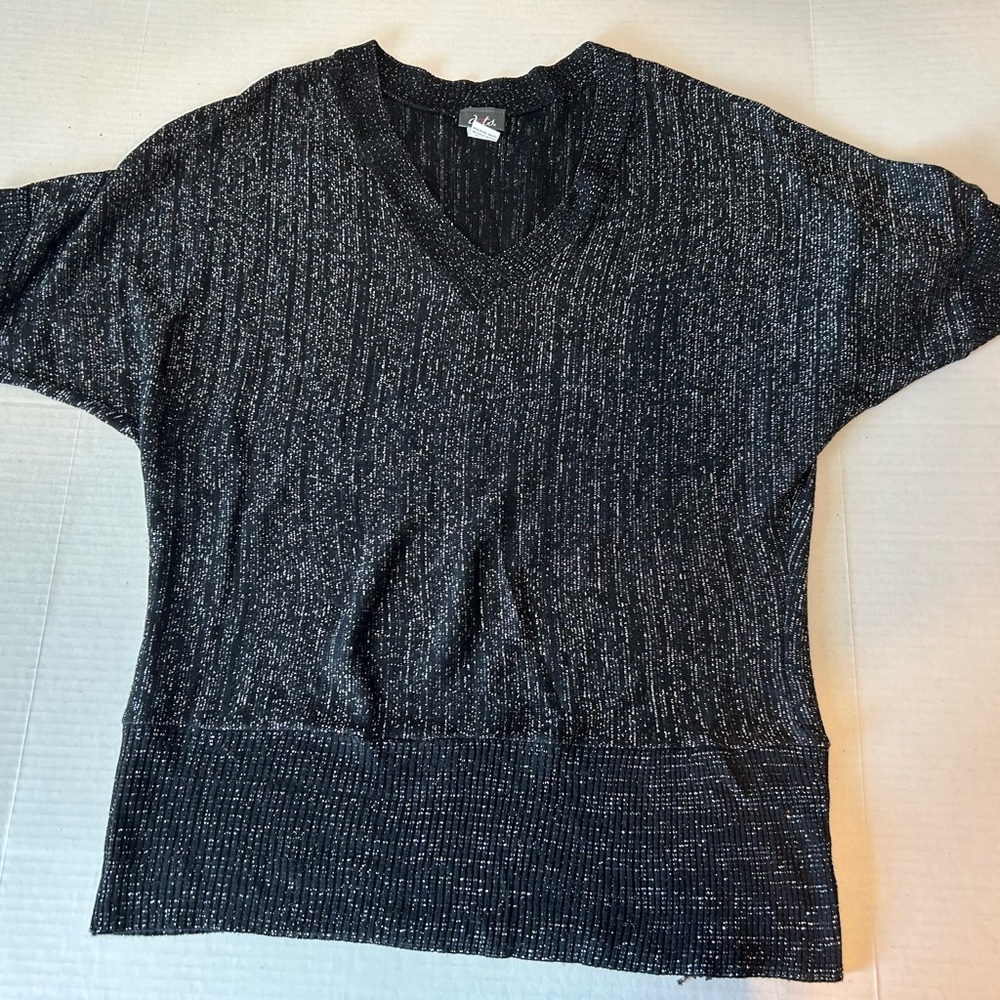 DOTS black sparkly short raglan sleeve top size 3X holiday party wear